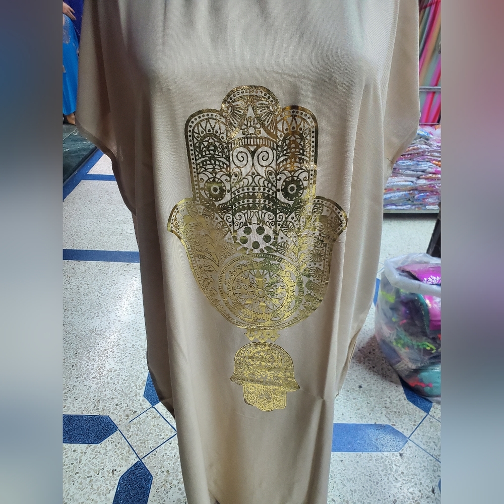 Brand new creme dress with gold hamsa one size
